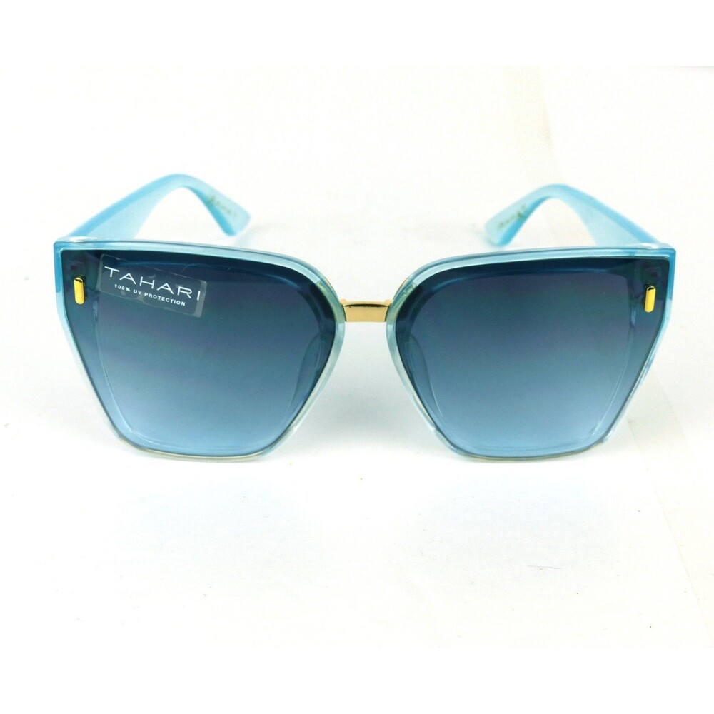 Tahari Cat Eye Shield Sunglasses Blue Crystal Frame Blue Gradient TH816 BLX